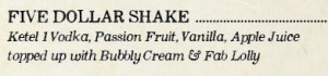 Five Dollar Shake at Steam and Rye